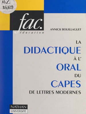 cover image of La didactique à l'oral du CAPES de lettres modernes